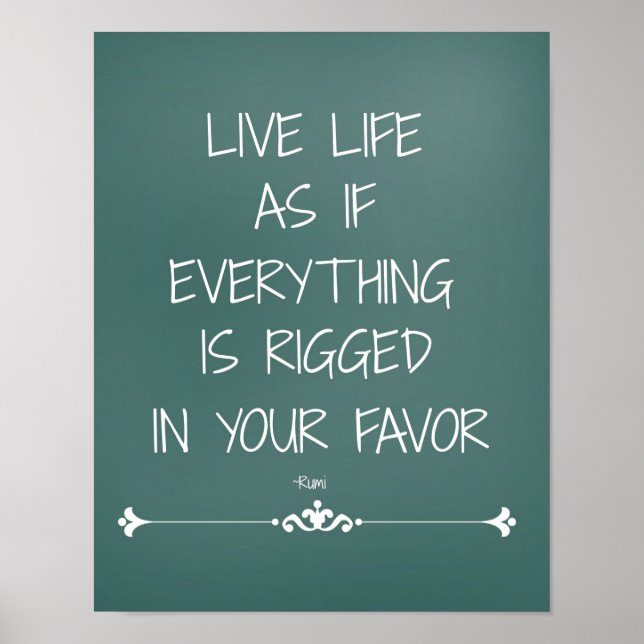 Poster Inspirational Rumi Cite Live Life comme si... (Devant)