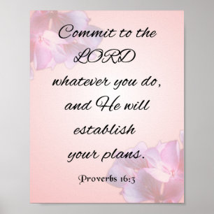 Poster Inspirational Scripture, Proverbs 16:3