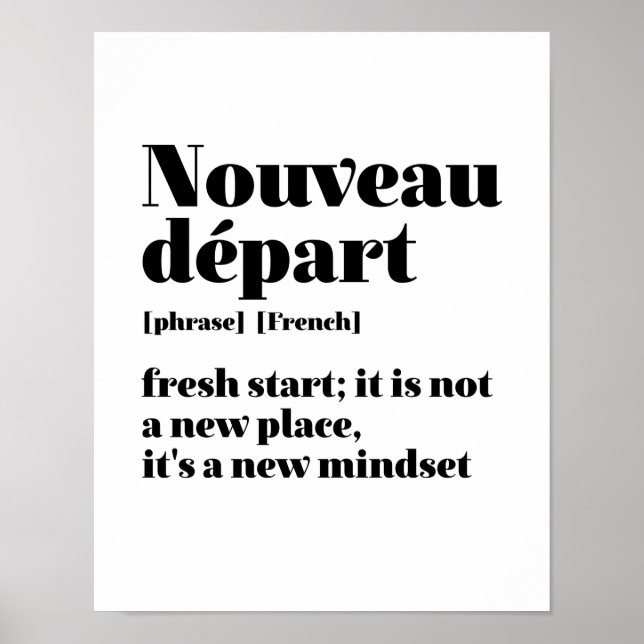 Poster Inspirationnel Français frais Départ Nouveau Dépar (Devant)