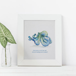 Poster inspiré de charme de l'aquarelle Octopus
