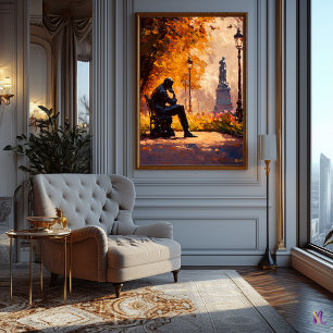 Poster Inspiré de l'impressionnisme, Le Penseur en automn