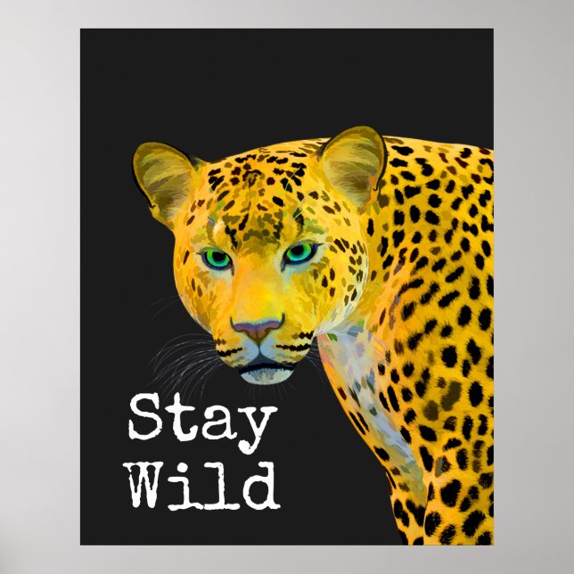 Poster Inspiré Leopard Reste sauvage Noir (Devant)