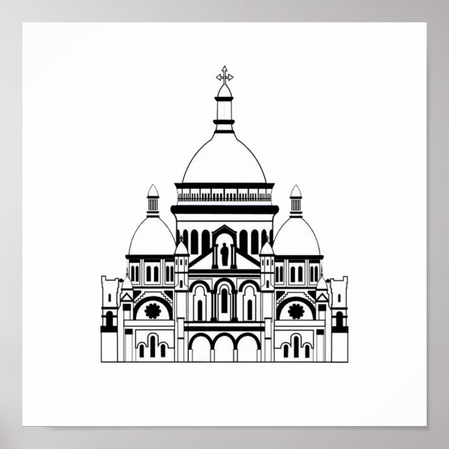 Poster Inspiré par le Sacré Coeur, Montmartre (Devant)