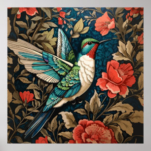 Poster Inspiré par l'élégant colibri William Morris volan