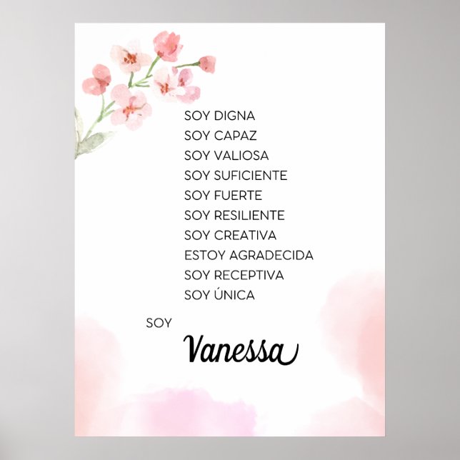 Poster Inspirer votre voyage avec des affirmations Espagn (Devant)