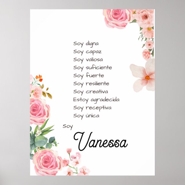 Poster Inspirer votre voyage avec des affirmations Espagn (Devant)