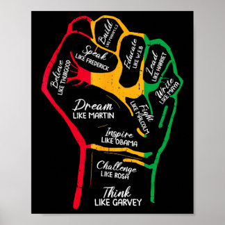 Poster Inspiring Black Leaders Power Fist Hand Black Hist