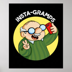 Poster Instagramps Funky Social Media Grandpa Pun Dark BG