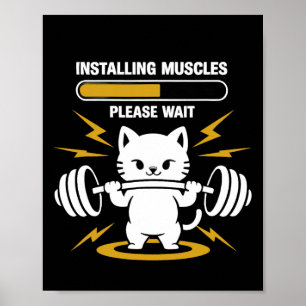 Poster Installation Muscles Veuillez Patienter Gym Cat Bo