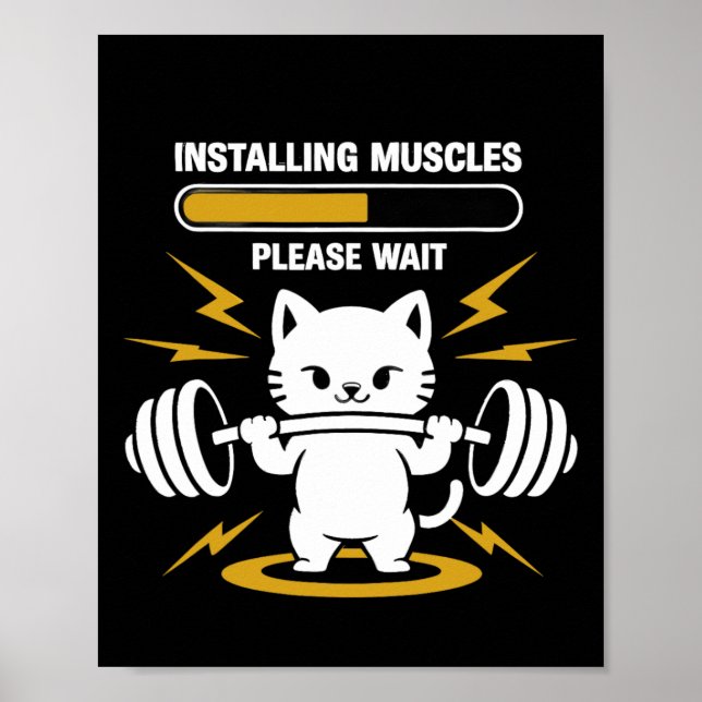 Poster Installation Muscles Veuillez Patienter Gym Cat Bo (Devant)