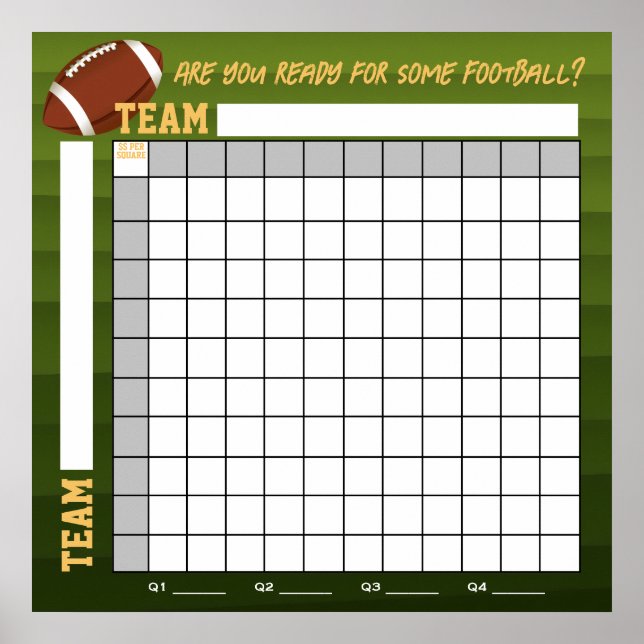 Poster INSTANT DOWNLOAD Football Squares Betting Game (Devant)