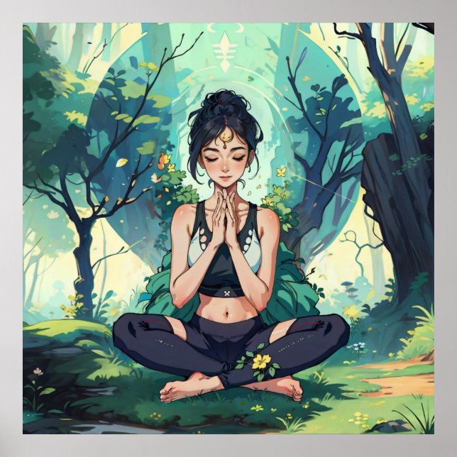 Poster Instructeur de méditation de Yoga Fitness Forêt Na (Devant)