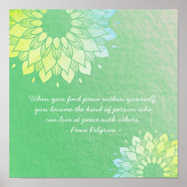 Poster Instructeur de méditation Yoga Gold Mandala Fleurs (Devant)