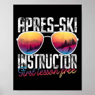 Poster Instructeur de ski Apres Première leçon Sans Skin