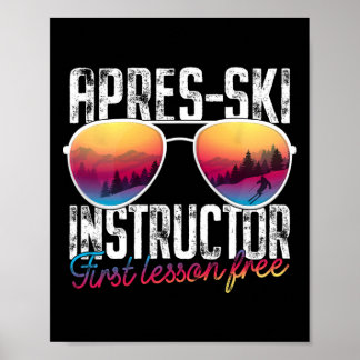 Poster Instructeur de ski Apres Première leçon Sans Skin 