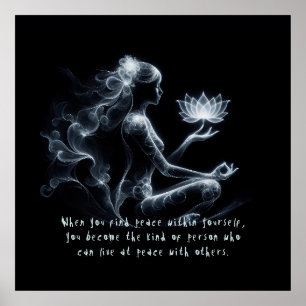Poster Instructeur de Yoga Méditation Lotus Pose Lumineus