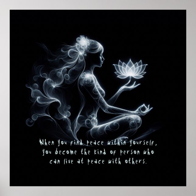 Poster Instructeur de Yoga Méditation Lotus Pose Lumineus (Devant)