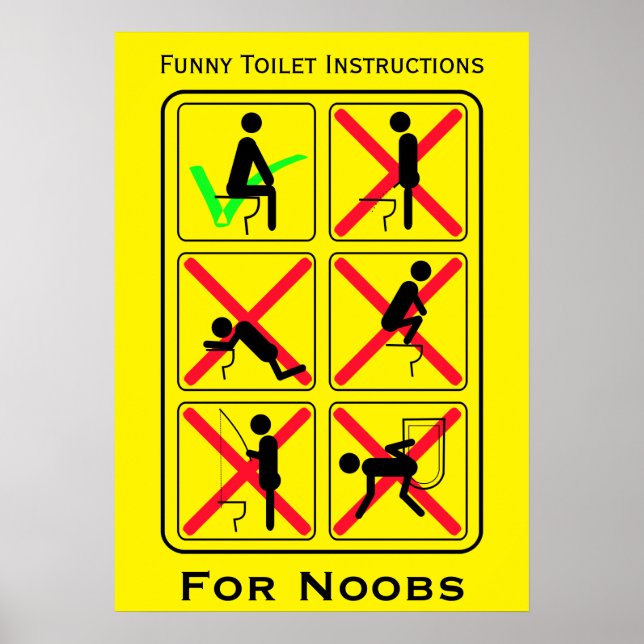 Poster Instructions amusantes pour les toilettes (Devant)