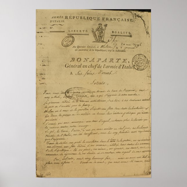 Poster Instructions aux soldats émises par Napoléon (Devant)