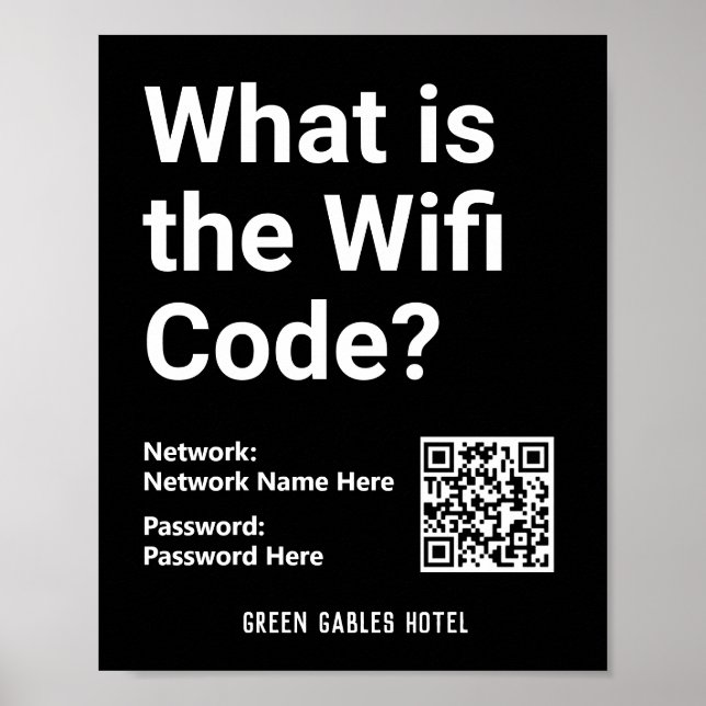 Poster Instructions WiFi avec code QR sur un (Devant)