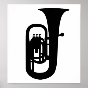 Poster Instrument Tuba noir