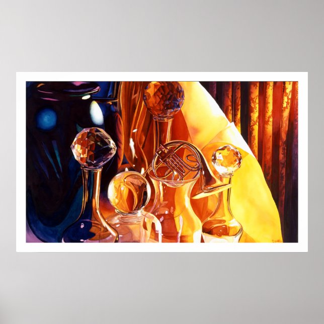 Poster Instruments de musique et aquarelle en verre "Back (Devant)