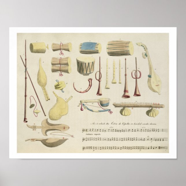 Poster Instruments de musique indiens, plaque 23 de 'Orie (Devant)