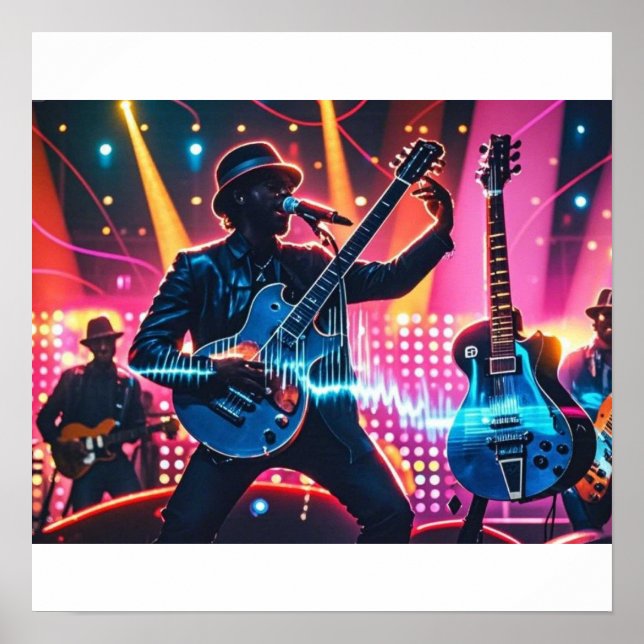 Poster Instruments de musique pop rétro Abstraits (Devant)