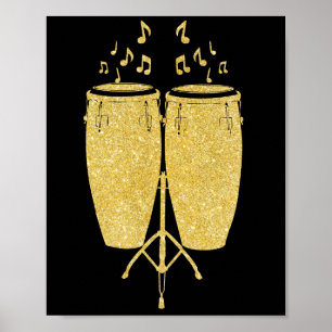 Poster Instruments d'or - tambour Conga