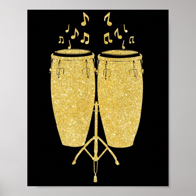 Poster Instruments d'or - tambour Conga (Devant)