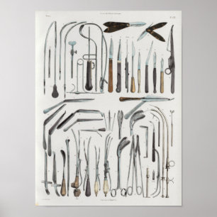 Poster Instruments Médicales chirurgicaux Anatomie Vintag