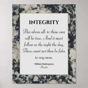 Poster Intégrité Shakespeare Citation Valeurs Honorer Gra