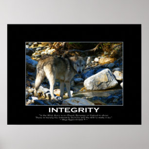 Poster INTEGRITY Motivational Grey Wolf Art Imprimer