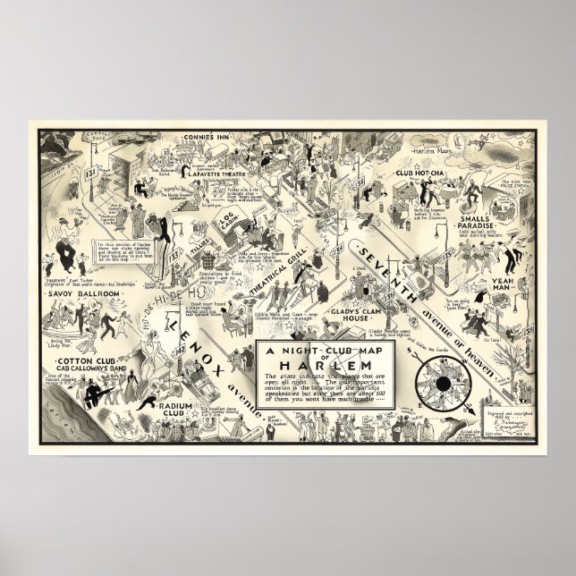 POSTER INTERDICTION CARTE DE LA VIE NOCTURNE HARLEM 1926 (Devant)