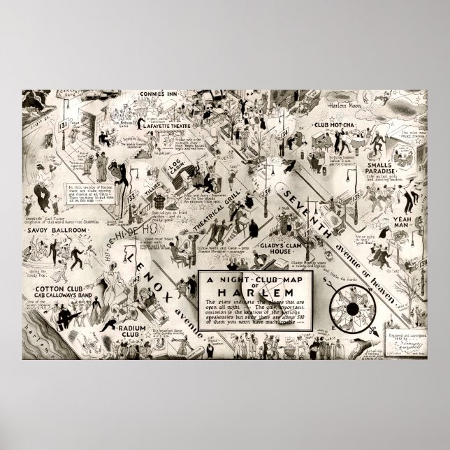 Poster Interdiction Era Harlem, New York Speakeasy Map (Devant)