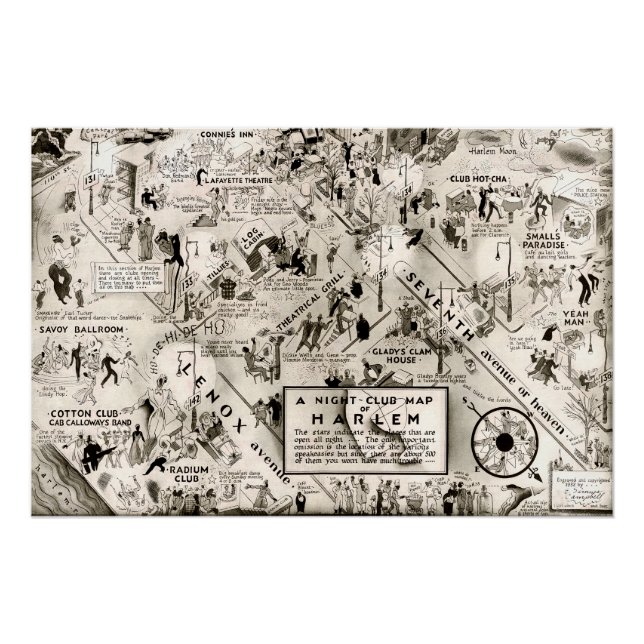 Poster Interdiction Era Harlem, New York Speakeasy Map (Devant)