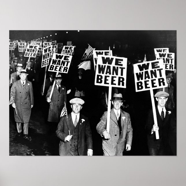 Poster Interdiction Manifestation de bière 1950's Vintage (Devant)