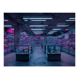 Poster Intérieur de cyber arcade violet néon