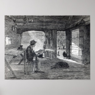Poster Intérieur de la hutte d'un colon en Australie