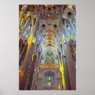 Poster Intérieur de la Sagrada Familia à Barcelone, impre