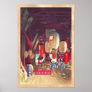 Poster Intérieur du temple Kannon d'Asakusa Narazaki Eish