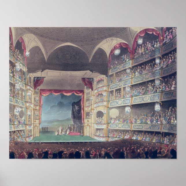 Poster Intérieur du théâtre Drury Lane, 1808 (Devant)