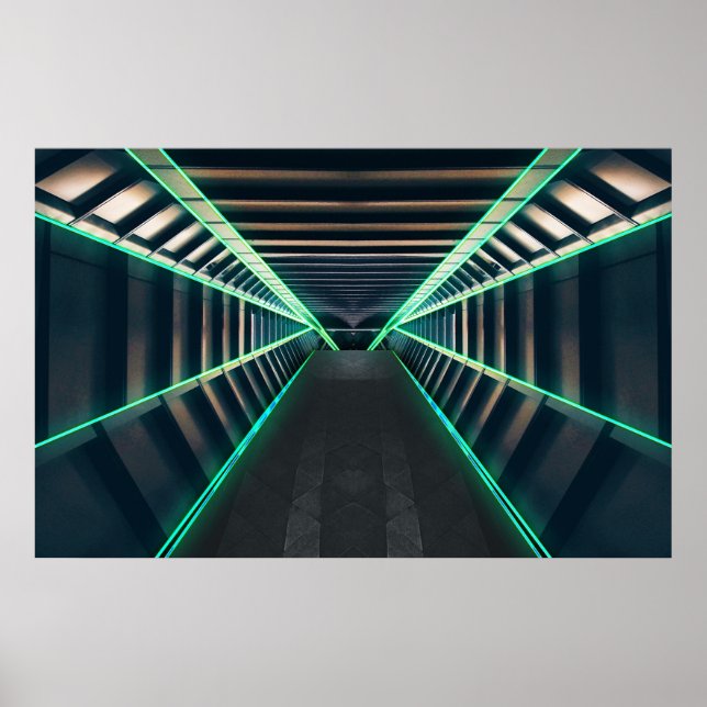 Poster Intérieur d'un couloir spatial de science-fiction (Devant)