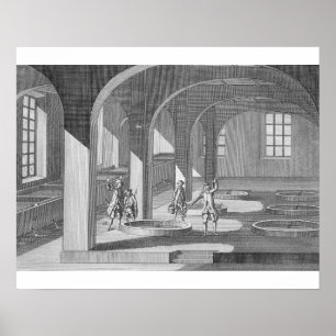 Poster Intérieur d'une savonnerie, illustration pour une