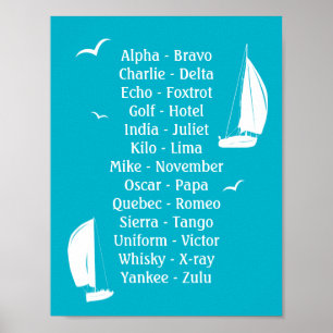 Poster International Phonetic Alphabet Boats Shipping