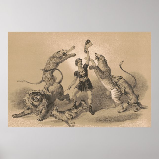 Poster Interprète De Cirque Debout Parmi Les Animaux Vici (Devant)