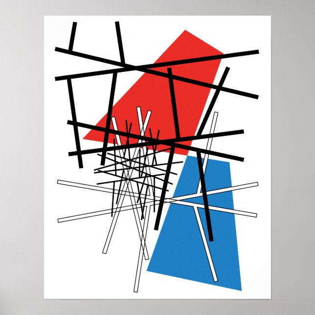 Poster Intersection de lignes et de plans - Art abstrait (Devant)