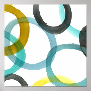 Poster Interverrouillage des cercles jaunes et bleus