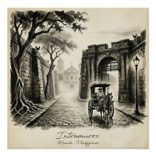 Poster Intramuros Manila Kalesa Patrimoine