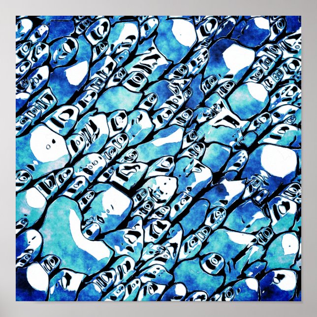 Poster Intricate Blue Abstract Pattern (Devant)